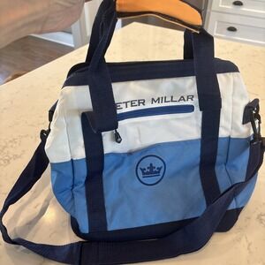 PETER MILLAR Insulated Golf Cooler Bag Blue White Carry On Zipper Shoulder Bag